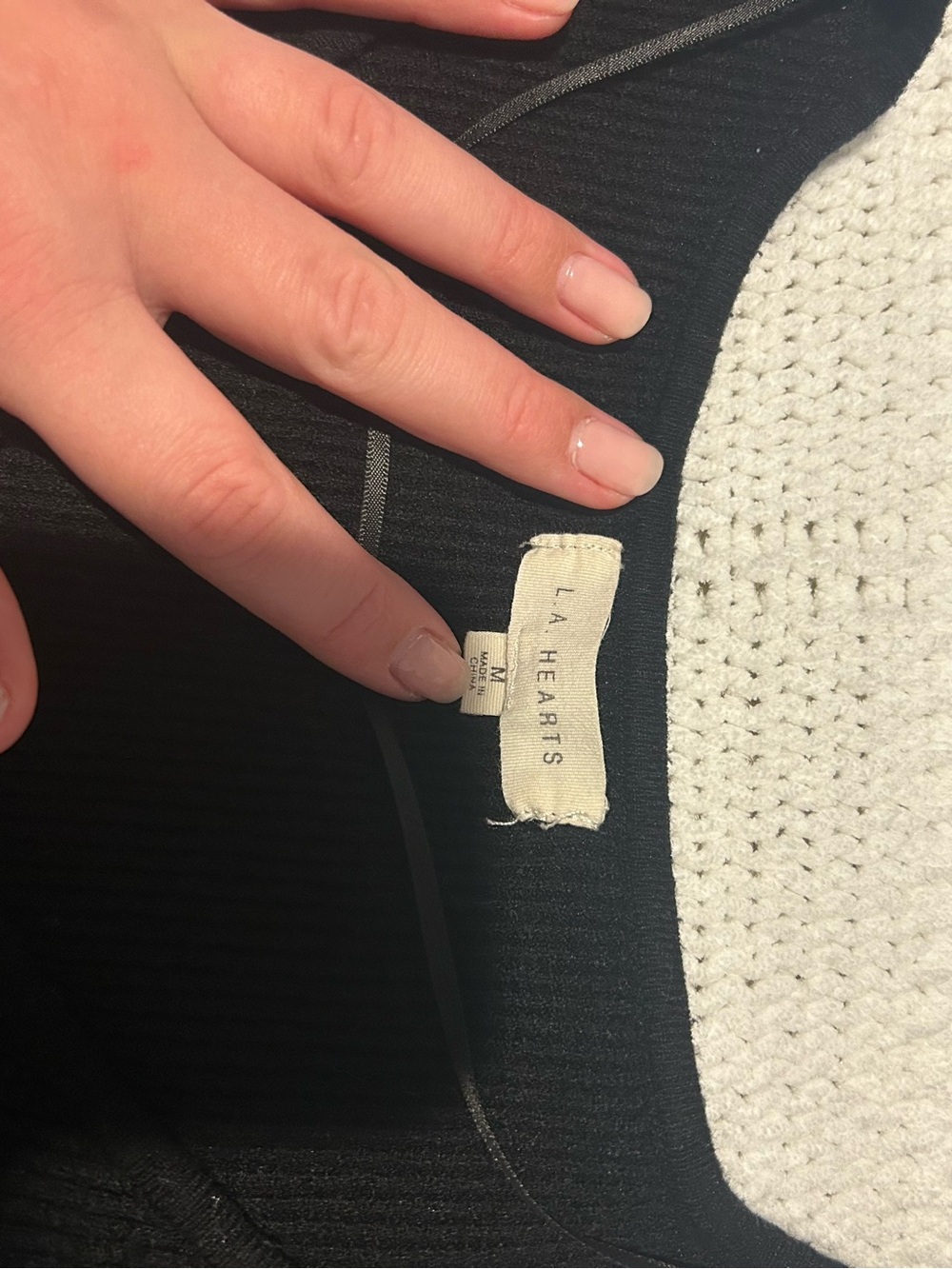 La Hearts Black Ribbed Cropped Sweater